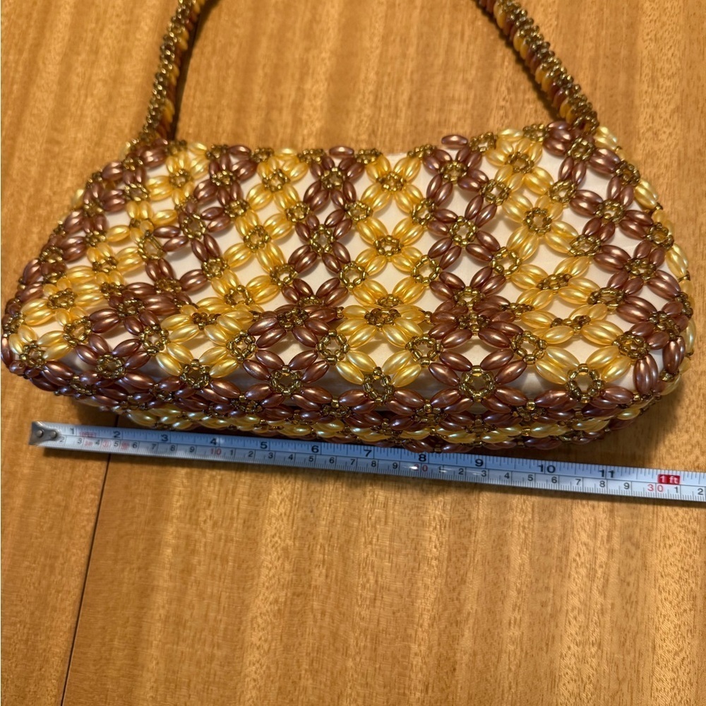 Chic Gold and Brown Beaded Clutch